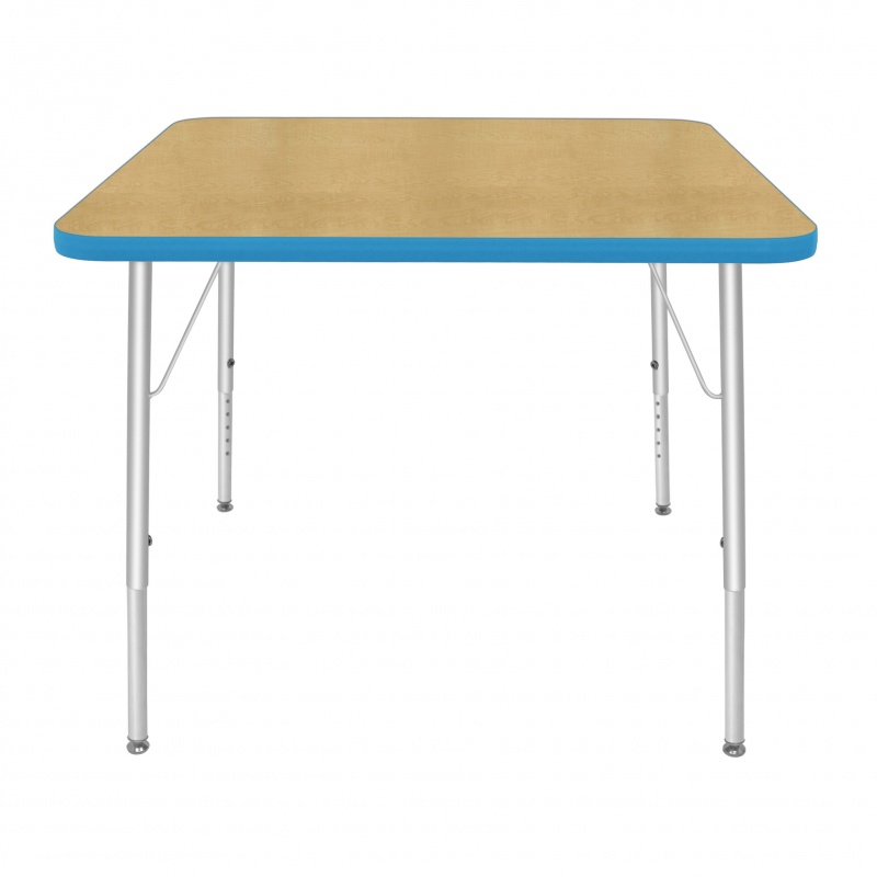 36" Square Table - Top Color: Maple, Edge Color: Bright Blue
