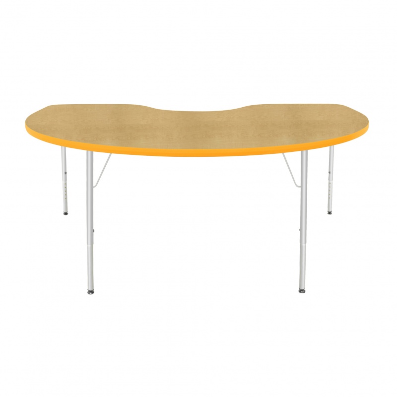 48" X 72" Kidney Table - Top Color: Maple, Edge Color: Yellow