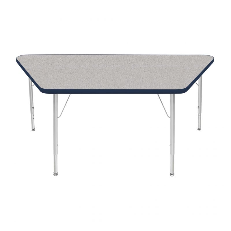 30" X 60" Trapezoid Table - Top Color: Gray Nebula, Edge Color: Navy