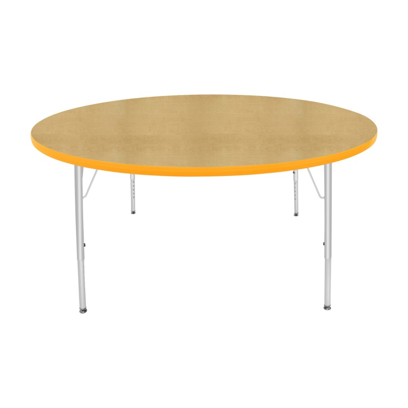 60" Round Table - Top Color: Maple, Edge Color: Yellow