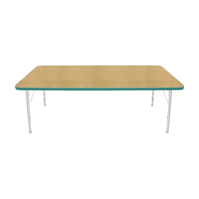 36" X 72' Rectangle Table - Top Color: Maple, Edge Color: Teal