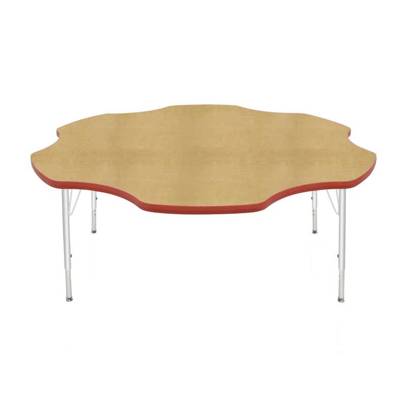 60" Daisy Table - Top Color: Maple, Edge Color: Red