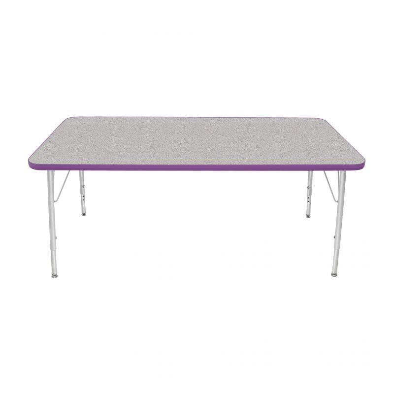 30" X 60" Rectangle Table - Top Color: Gray Nebula, Edge Color: Purple