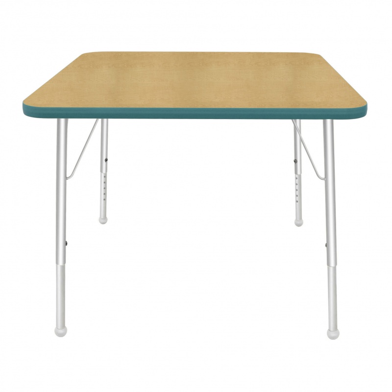 36" Square Table - Top Color: Maple, Edge Color: Teal