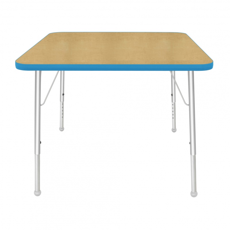 36" Square Table - Top Color: Maple, Edge Color: Bright Blue