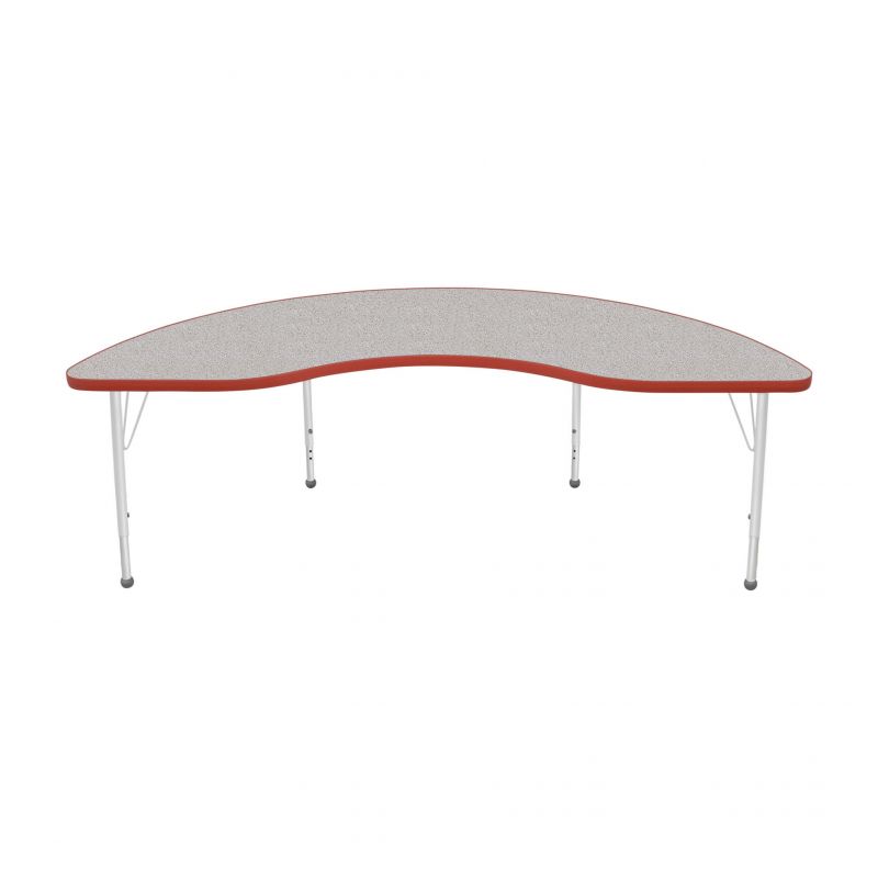 36" X 72" Kidney Table - Top Color: Gray Nebula, Edge Color: Red