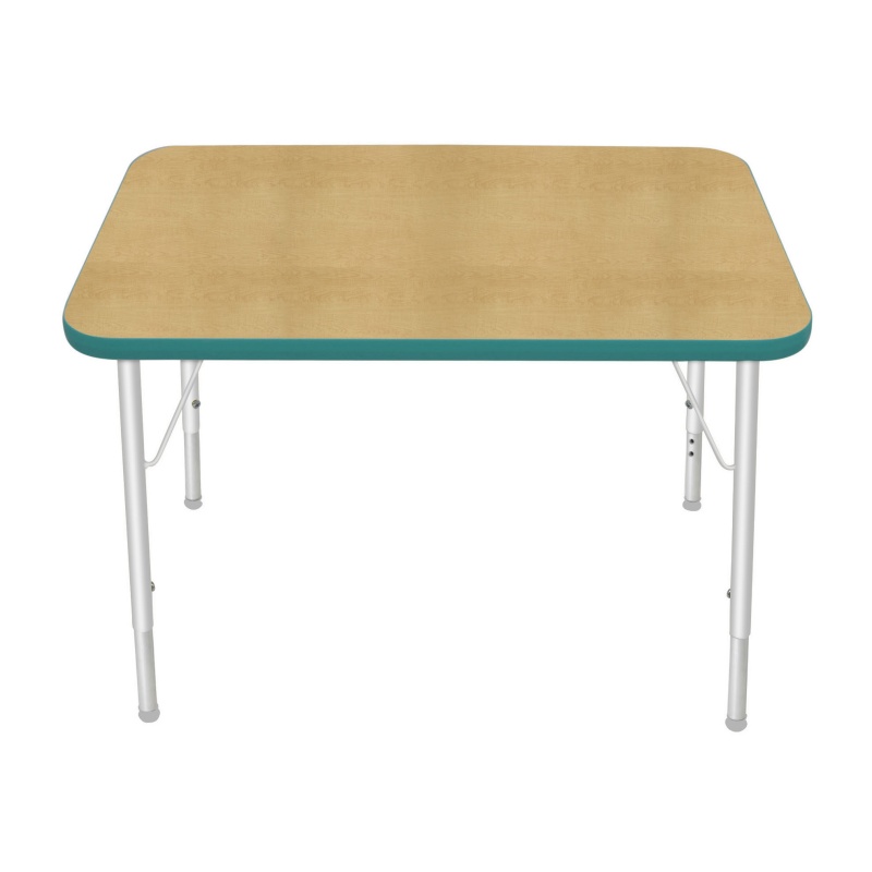 24" X 36" Rectangle Table - Top Color: Maple, Edge Color: Teal