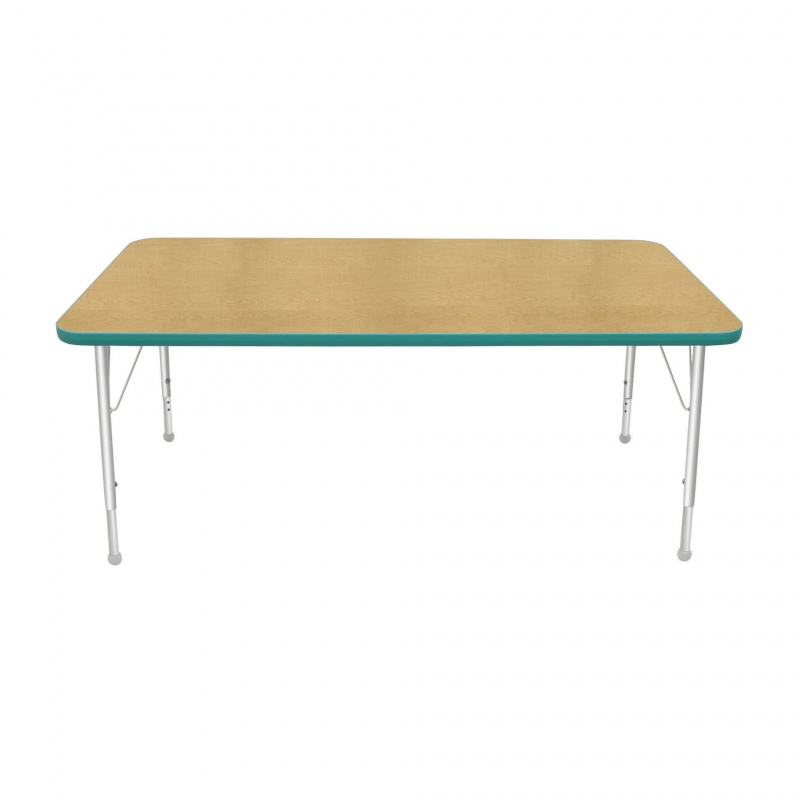 30" X 60" Rectangle Table - Top Color: Maple, Edge Color: Teal