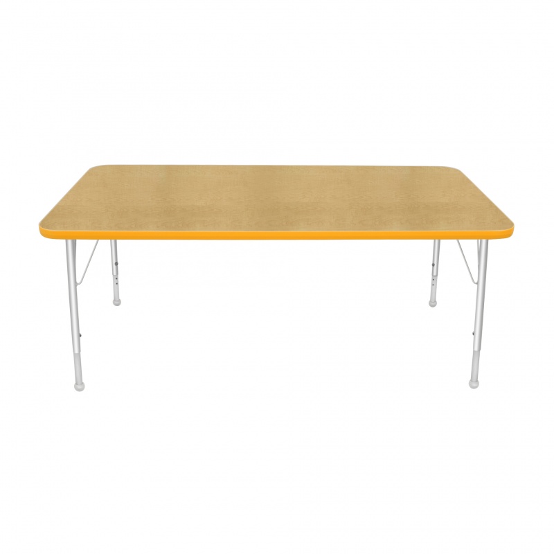 30" X 60" Rectangle Table - Top Color: Maple, Edge Color: Yellow