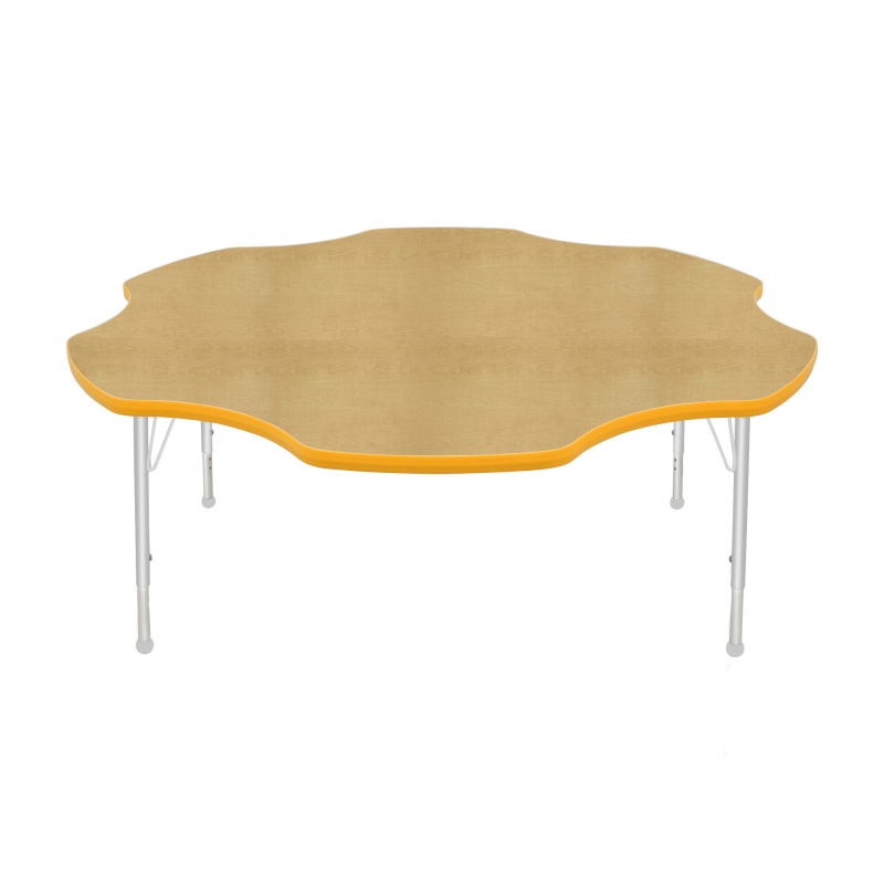 60" Daisy Table - Top Color: Maple, Edge Color: Yellow