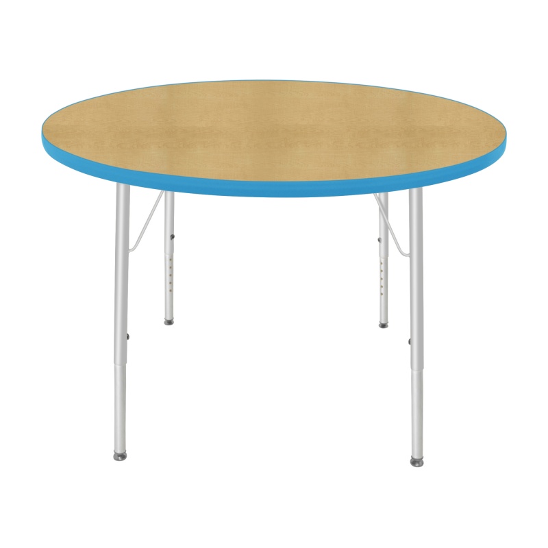 42" Round Table - Top Color: Maple, Edge Color: Bright Blue