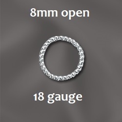 Sterling Silver Twisted Open Jump Ring - 8Mm, 18g