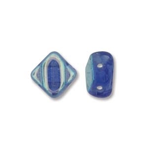 Silky Bead, 6Mm, 2-Hole - Sapphire Ab