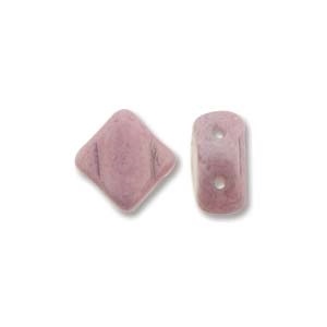Silky Bead, 6Mm, 2-Hole - Chalk/White Alabster Lilac Luster