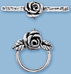 Sterling Silver Rose Toggle