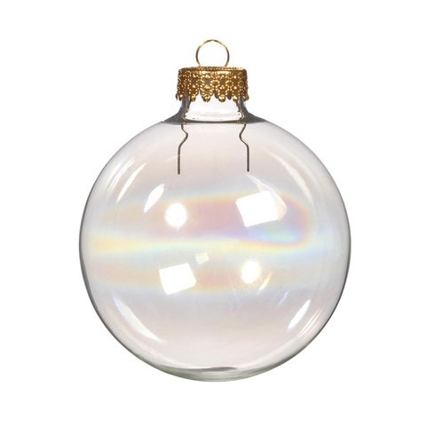 60Mm Round Glass Ornament-Iridescent