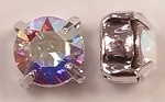 39Ss 4 Hole Round Sew On-Crystal Ab/ Rhodium Silver