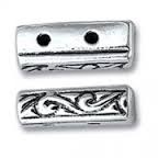 Sterling Silver Etched Spacer Bar - 2 Hole