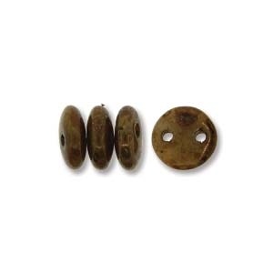 2-Hole Lentil Bead- 6Mm - Beige Bronze Picasso