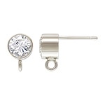 Sterling Silver Bezel Set Cz Post With Loop - 6Mm