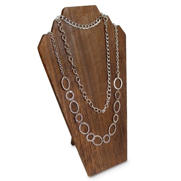 Wooden Jewelry Display Bust With Easel For 2 Necklaces - Brown