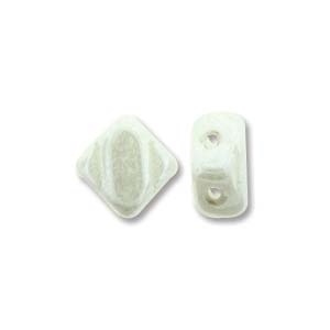 Silky Bead, 6Mm, 2-Hole - Chalk/White Alabaster Luster