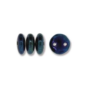 2-Hole Lentil Bead- 6Mm - Iris Blue