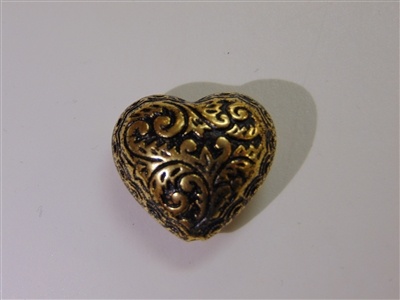 25X22mm Filigree Heart Antique Gold Washed
