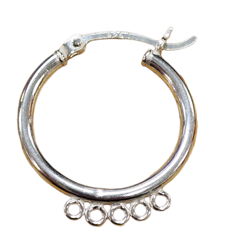 Sterling Silver Earring Hoop With Loops - 20Mm- 5 Loops