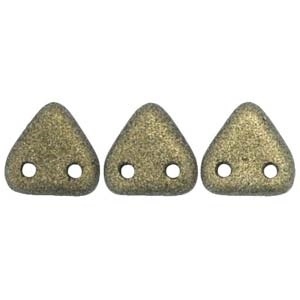 Czechmates 2 Hole Triangle Beads-Metallic Suede Gold
