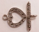 Marcasite 15Mm Heart Toggle