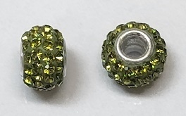 Swarovski Large Hole 8Mm Pave Rondelle Bead Olivine