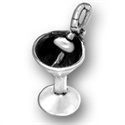 Sterling Silver Charm - Martini With Olive