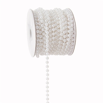 M.O.T. Imitation Pearls - White - 6Mm - 50 Foot Roll