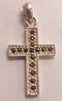 Marcasite/Sterling Silver Plain Cross Pendant