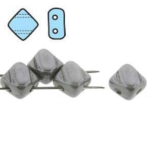 Silky Bead, 6Mm, 2-Hole - White Alabaster Jet Luster