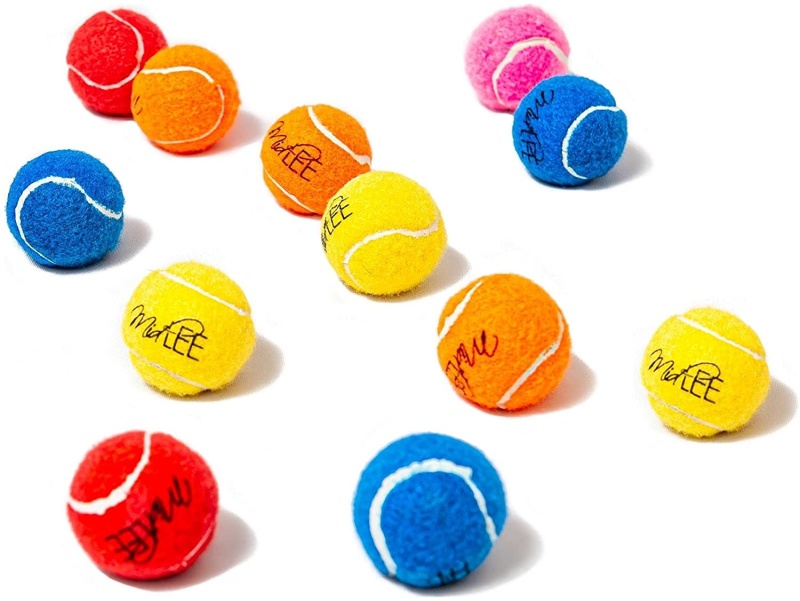 Midlee Mini Dog Tennis Balls Assorted Colors With Squeaker 25 Pack