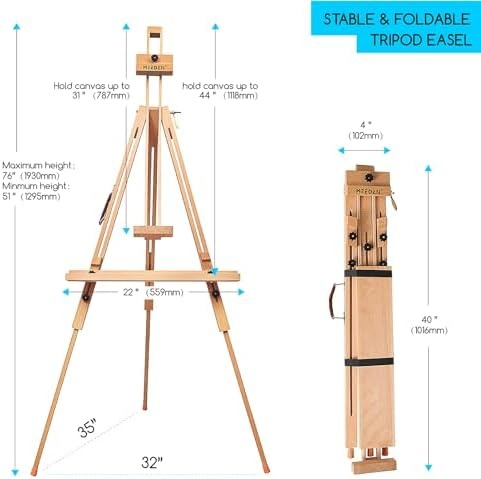 MEEDEN Wooden Art Painting Easel: Solid Beech Wood Easel Hold Canvas Up