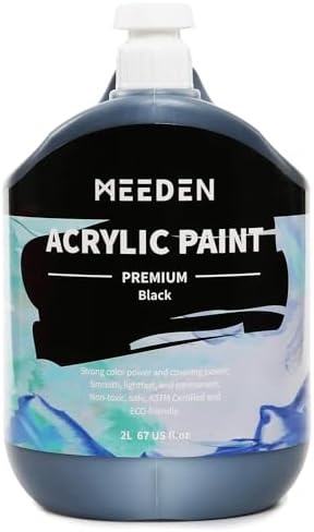 Meeden Black Acrylic Paint, Extra-Large 2L /67 Oz Non-Toxic Rich Pigments Colors, Great-Value Black Paint Perfect For Acrylic Poured Paintings, Art Class, Wall Painting & Painting Party