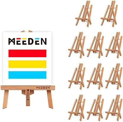 Meeden 12 Pack 12 Inch Tabletop Easels, Small Beech Wood Display Easel, Easel  Stand For Painting,Tripod, Painting Party Easel, Kids Student Desktop Easel  For Painting, Portable Canvas,Sign Holder