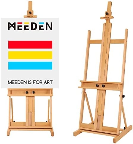 Meeden Easel Stand For Painting, Large Easel, Painting Easel, Wooden Easel, Indoor Artist Easel, Solid Beech Wood Studio Easel, Holds Canvas Art Up To 104"