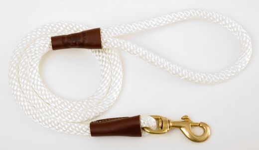 Mendota Snap Leash - Large 1/2 Inch - White / 4 Feet
