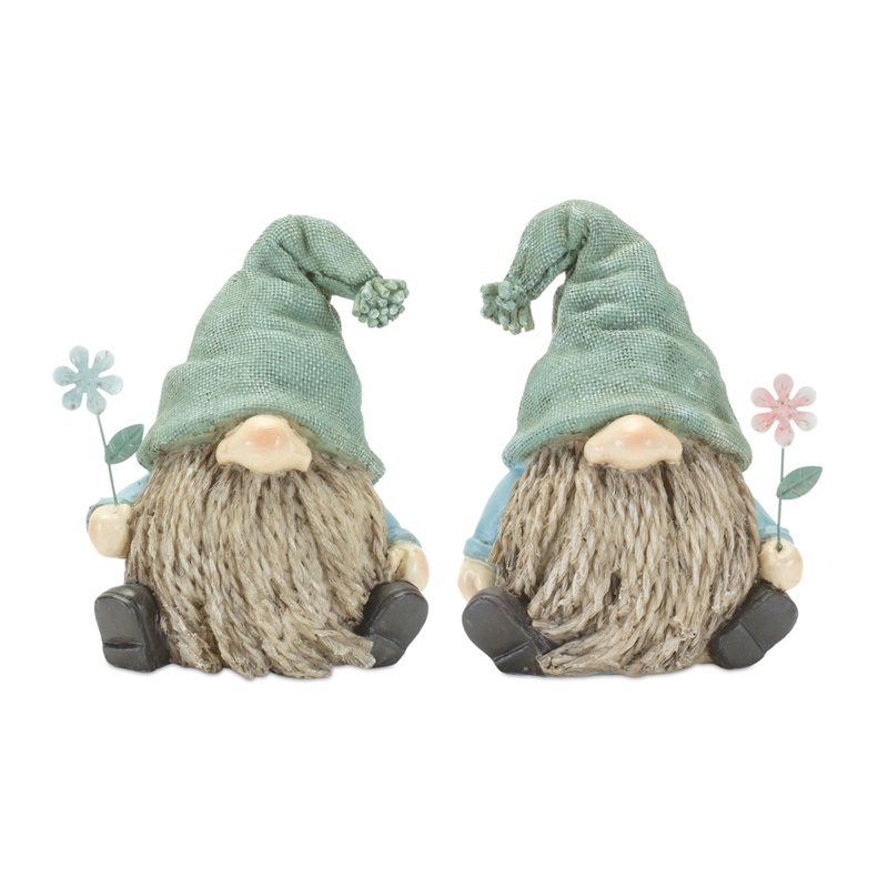 Gnome Set of 4, 4"L x 5.25"H Resin