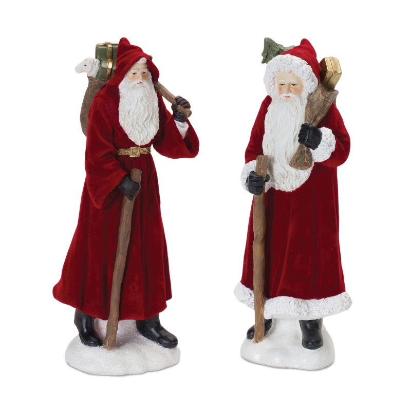 Santa (Set of 2) 12”H Resin
