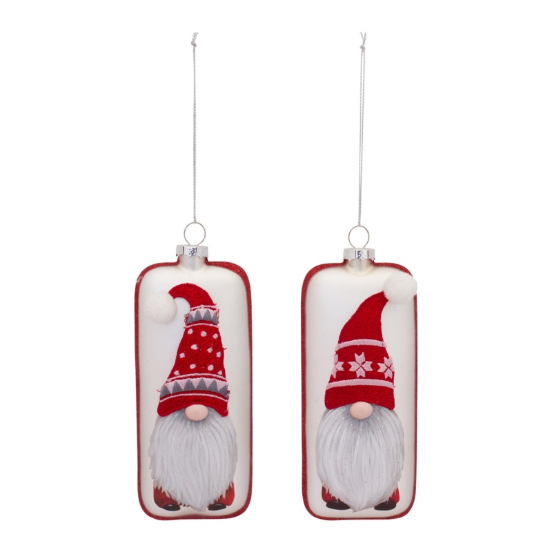 Gnome Ornament (Set Of 12) 6.25”H Glass