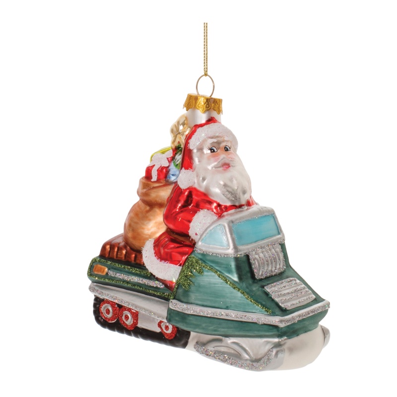 Santa On Snowmobile Ornament Set of 6