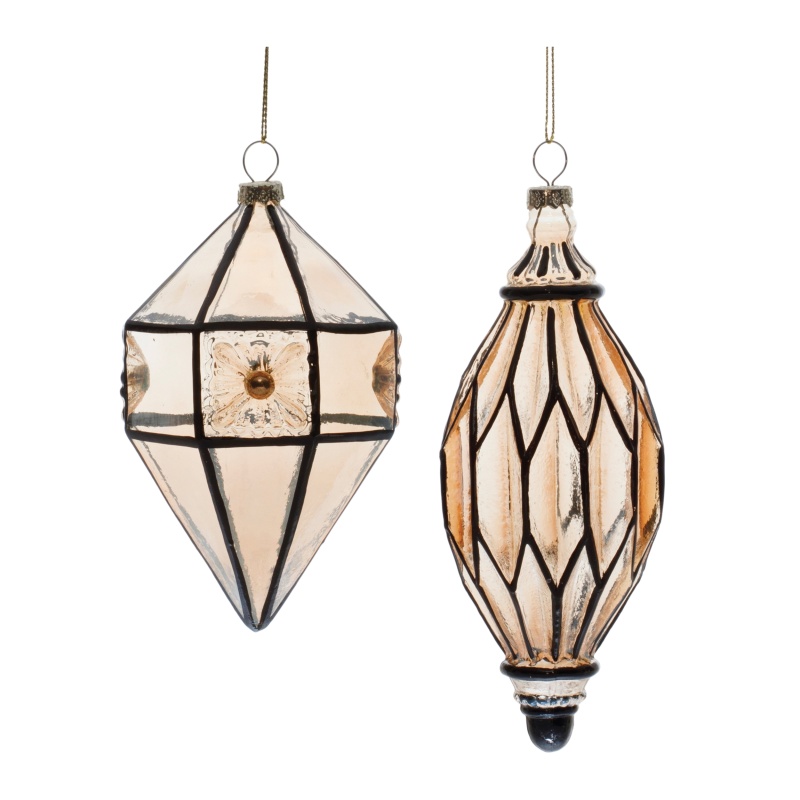 Ornament Set of 6, 5.5"H and 7"H Glass
