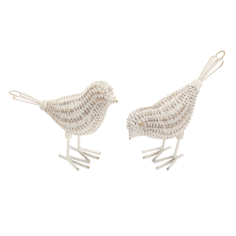 Bird Set of 4 Resin/Metal Décor