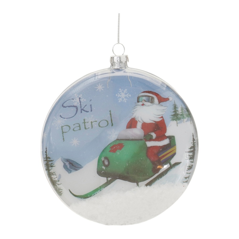 Santa Ski Patrol Disc Ornament Set of 6