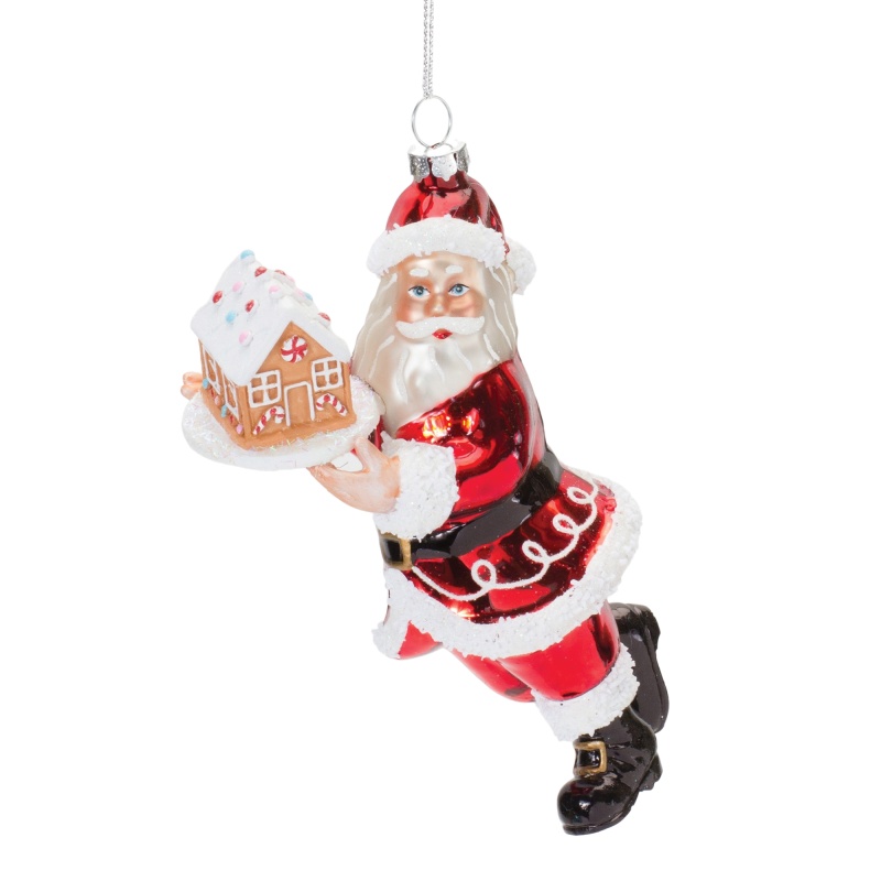 Santa W/Gingerbread (Set of 6) 6.5"H Glass